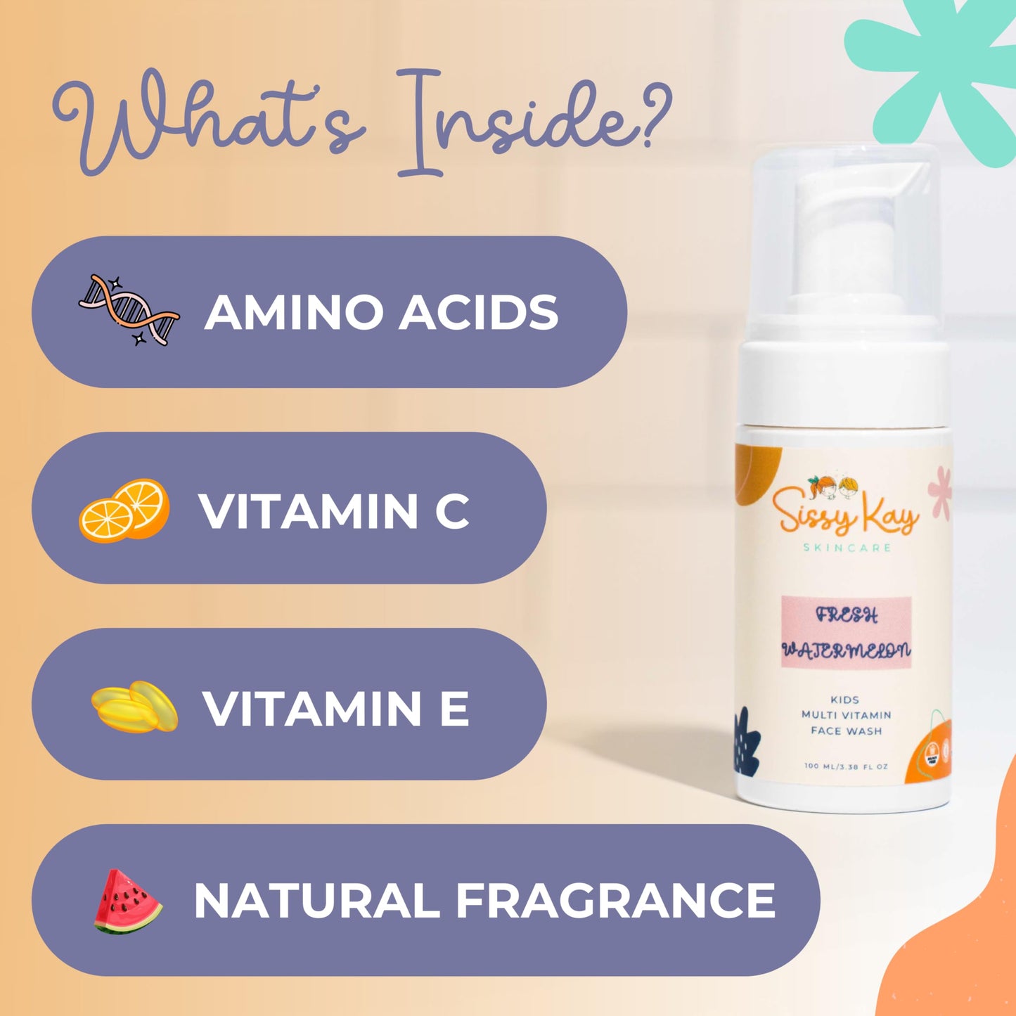 Sissy Kay Kids Face Wash - Foaming Face Wash For Kids - Gentle Skin Care - Natural Face Cleanser With Vitamin C & Vitamin E - For Girls and Boys Beauty & Personal Care Sissy Kay