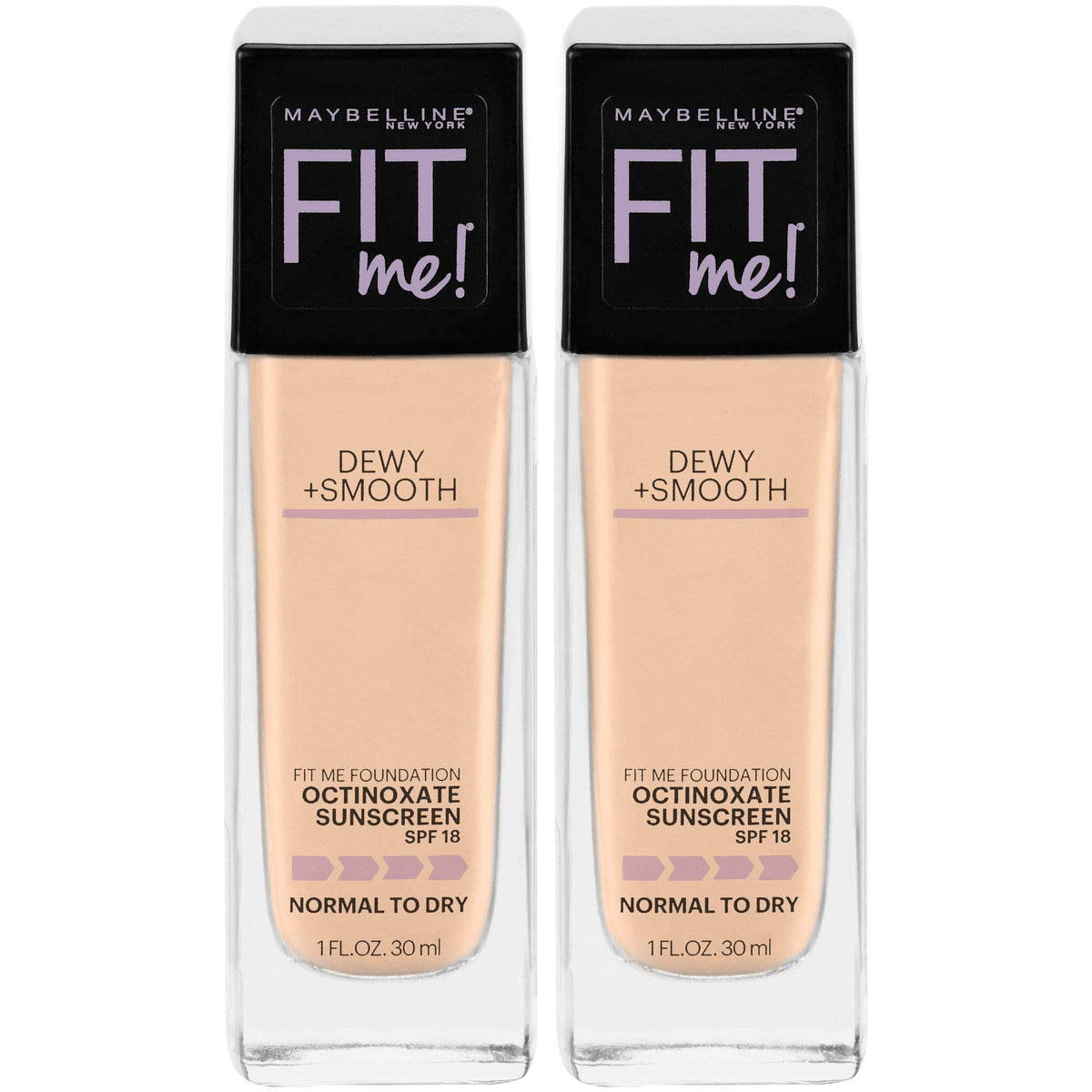 Maybelline New York Fit Me Dewy + Smooth Liquid Foundation Makeup With Spf 18, Classic Ivory, 2 Fluid Ounce