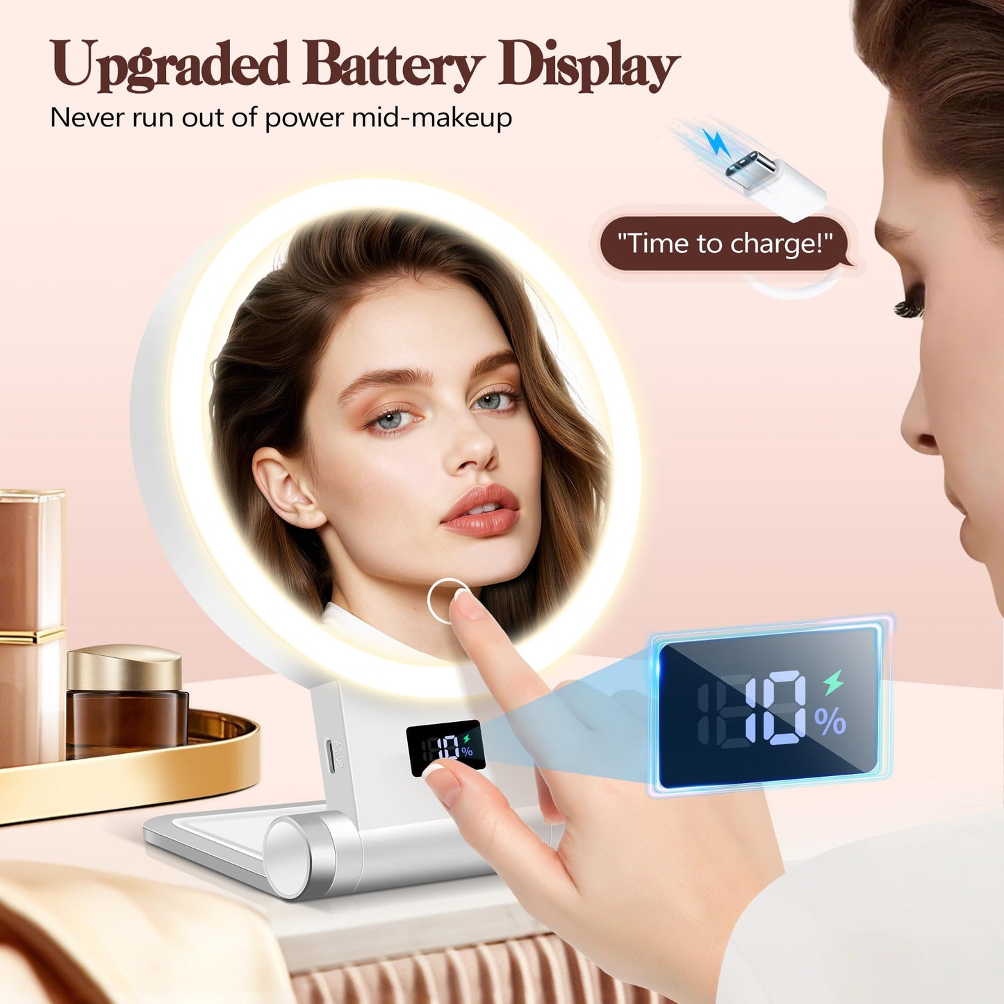 B Beauty Planet Magnifying Mirror with Light 30X, 2000mAh 1X/ 30X Magnifying Makeup Mirror with Standable Base & Tweezers, 3 Color Modes Beauty and Personal Care B Beauty Planet