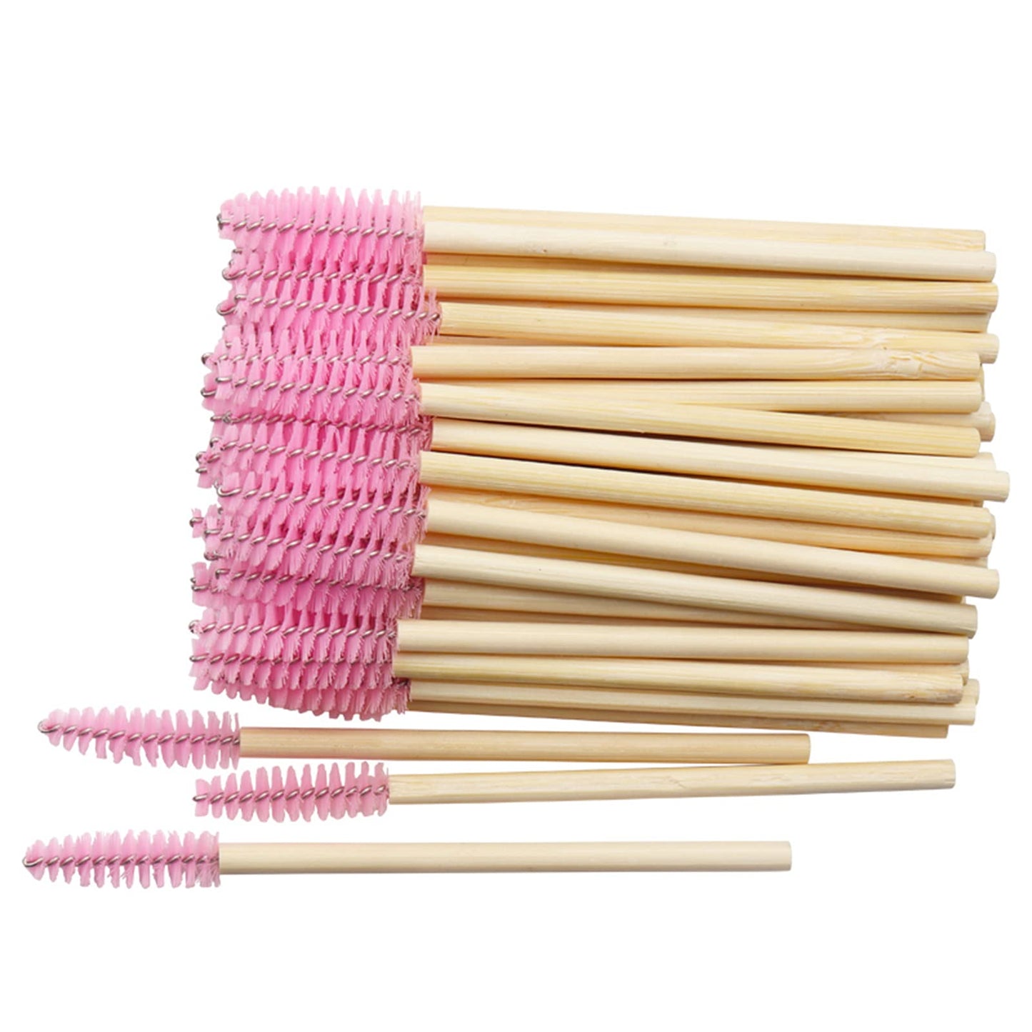 MyAoKuE-UP 100 Pack Bamboo Handle Mascara Wands Disposable Eyelash Brushes Lash Extension Tool, Pink Beauty & Personal Care myaokue-up