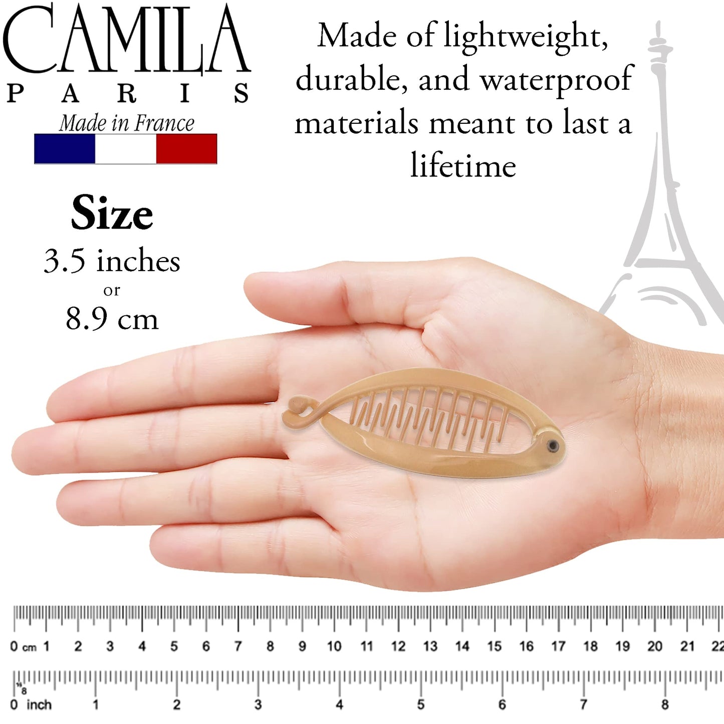 Camila Paris CP2207 French Small Banana Clip Hair Comb, Flexible for Thin Hair Ponytail Holder, Interlocking Styling Clips for Women, Made in France Beauty & Personal Care Camila
