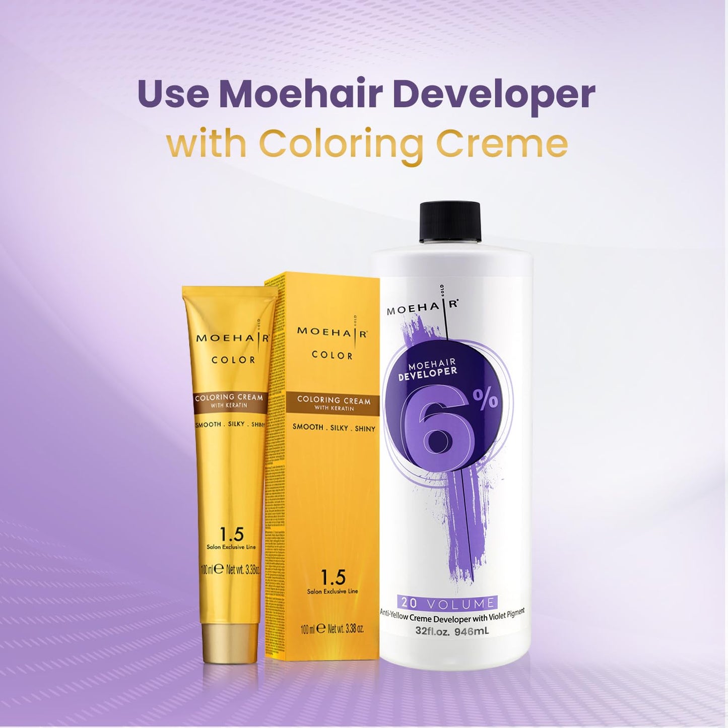 MOEHAIR Hair Color Developer 6% Hydrogen Peroxide | 20 Volume Cream Developer for Hair Coloring and Bleaching | Advanced Anti-Yellow Action | Beauty & Personal Care MOEHAIR