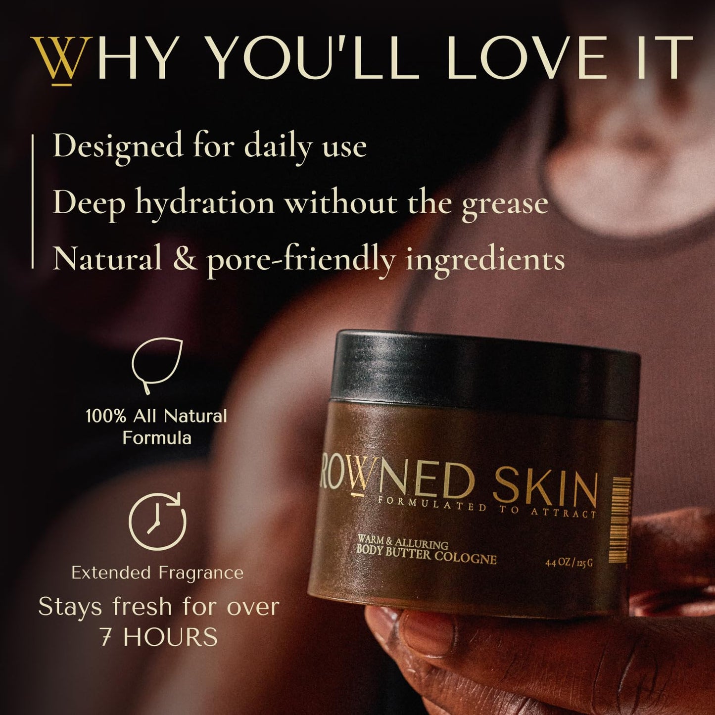 Crowned Skin King Cologned Body Butter for Men | Warm & Sensual | As Seen On Shark Tank | Scented with Sandalwood & Leather | Infused with Organic Beauty and Personal Care Crowned Skin