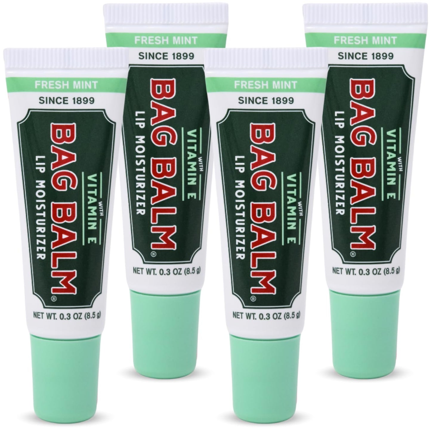 Vermont's Original Bag Balm Moisturizing Lip Balm with Vitamin E - Pack of 4 0.3oz Tubes (4 Pack, Fresh Mint) Beauty and Personal Care Bag Balm