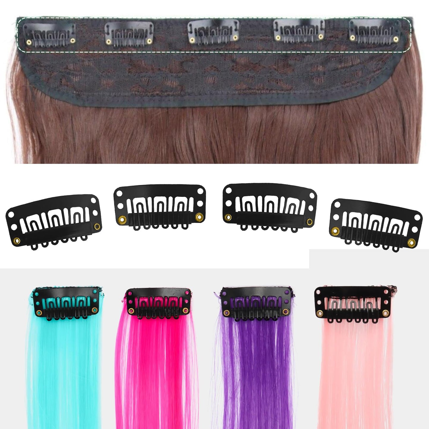 MUIIGOOD 25Pcs 32mm Hairpieces Snap Clips U Shape Wig Clips for Hair Extensions Making Wig Accessories Set Tools (Black) Beauty and Personal Care MUIIGOOD