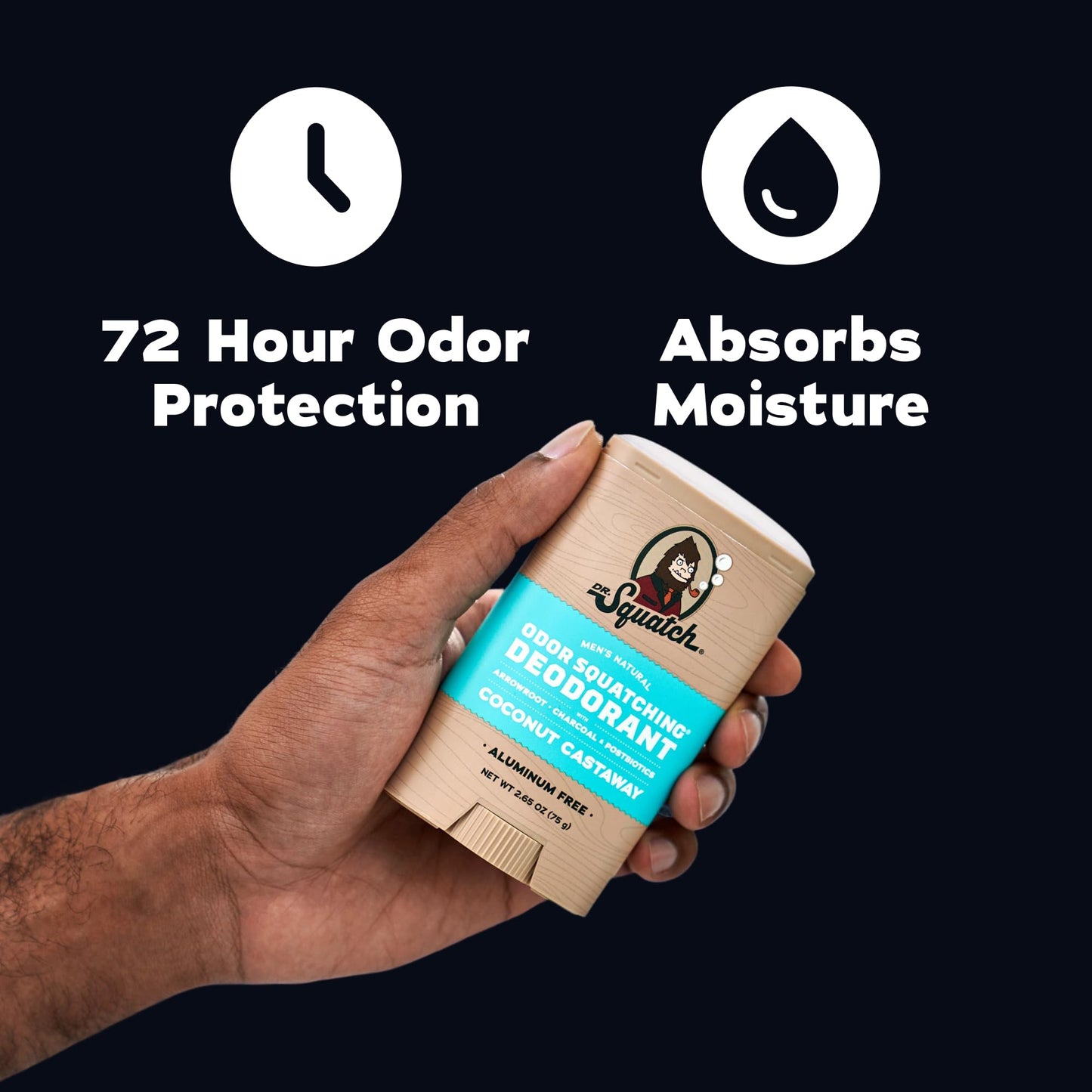 Dr. Squatch Natural Men’s Deodorant - Aluminum Free Natural Deodorant Men with Charcoal & Postbiotics for 72-Hour Odor Protection - Coconut Castaway Beauty and Personal Care Dr. Squatch