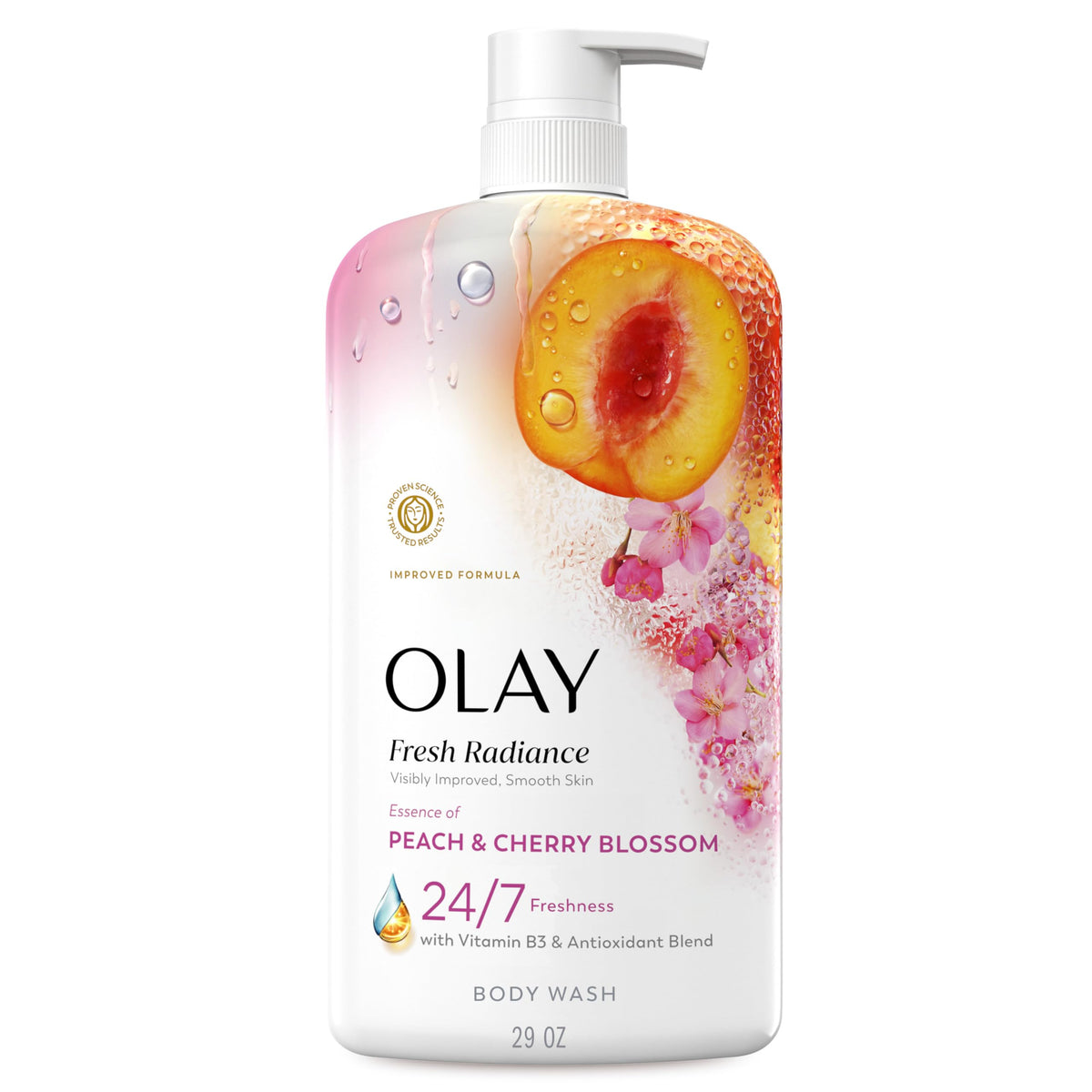 Olay Body Wash for Women, Fresh Radiance, 24/7 Skin-Loving Freshness, Visibly Radiant, Plant Based Cleansers, Vitamin B3 & Antioxidant Blend, For All Beauty & Personal Care Olay