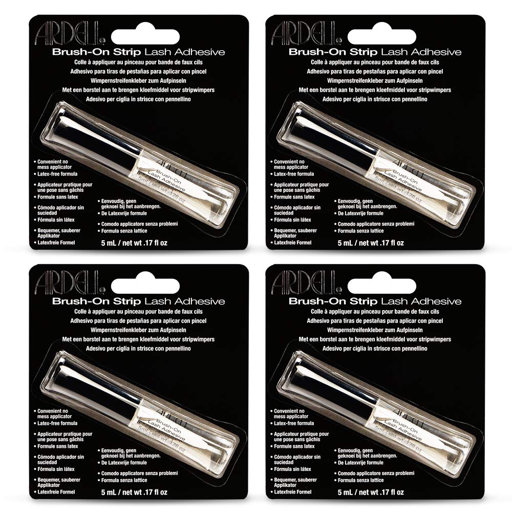 Ardell Brush On Strip Lash Adhesive, Clear Lash Glue for False Lashes, Waterproof, Latex-Free, 5ml, 4 Pack