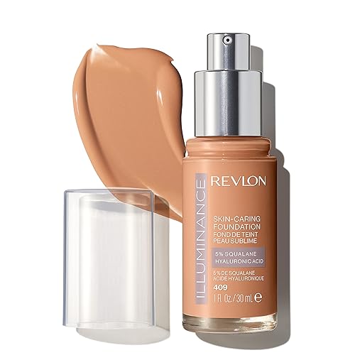 Revlon Illuminance Skin-Caring Liquid Foundation, Hyaluronic Acid, Hydrating and Nourishing Formula with Medium Coverage, 409 Brulee, 1 fl oz Beauty & Personal Care REVLON