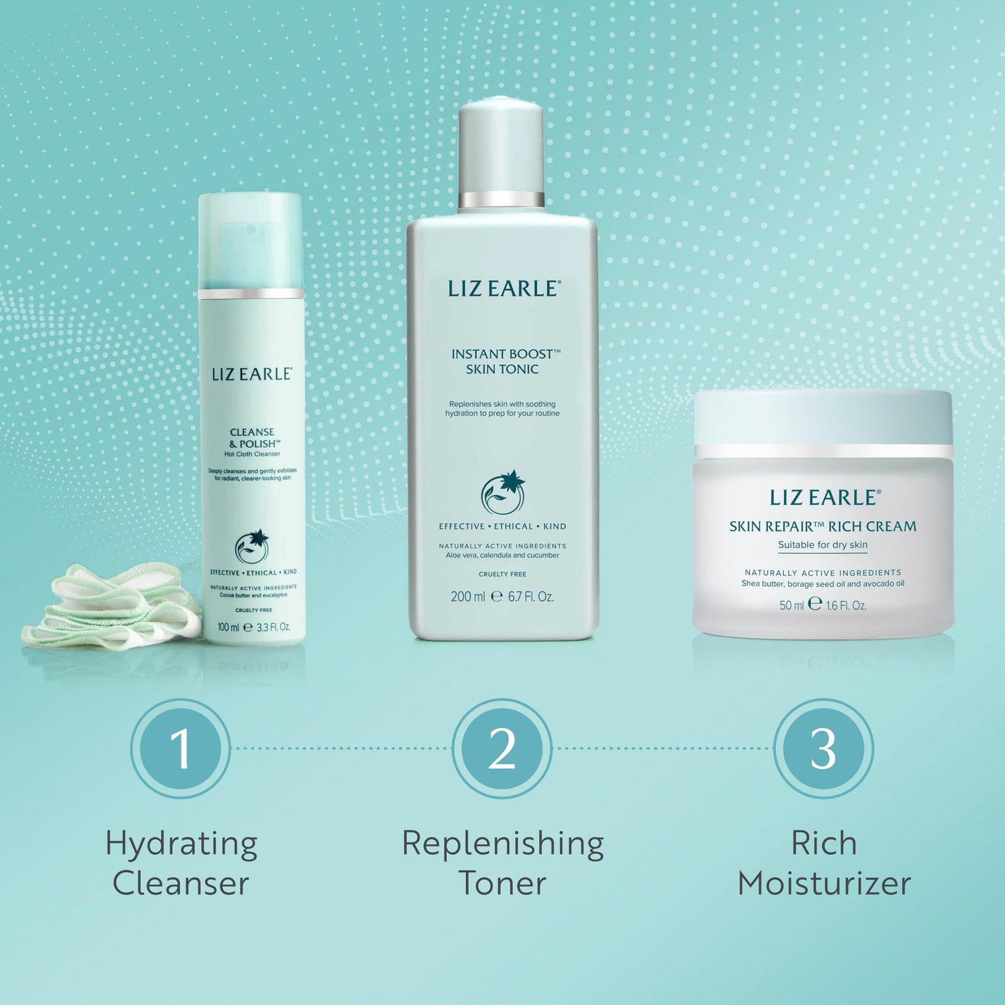 Liz Earle Cleanse & Polish Hot Cloth Face Wash - Gentle Facial Cleanser & Exfoliating Cotton Cloth - Boosts Hydration and Reveals Instant Radiance Beauty & Personal Care Liz Earle