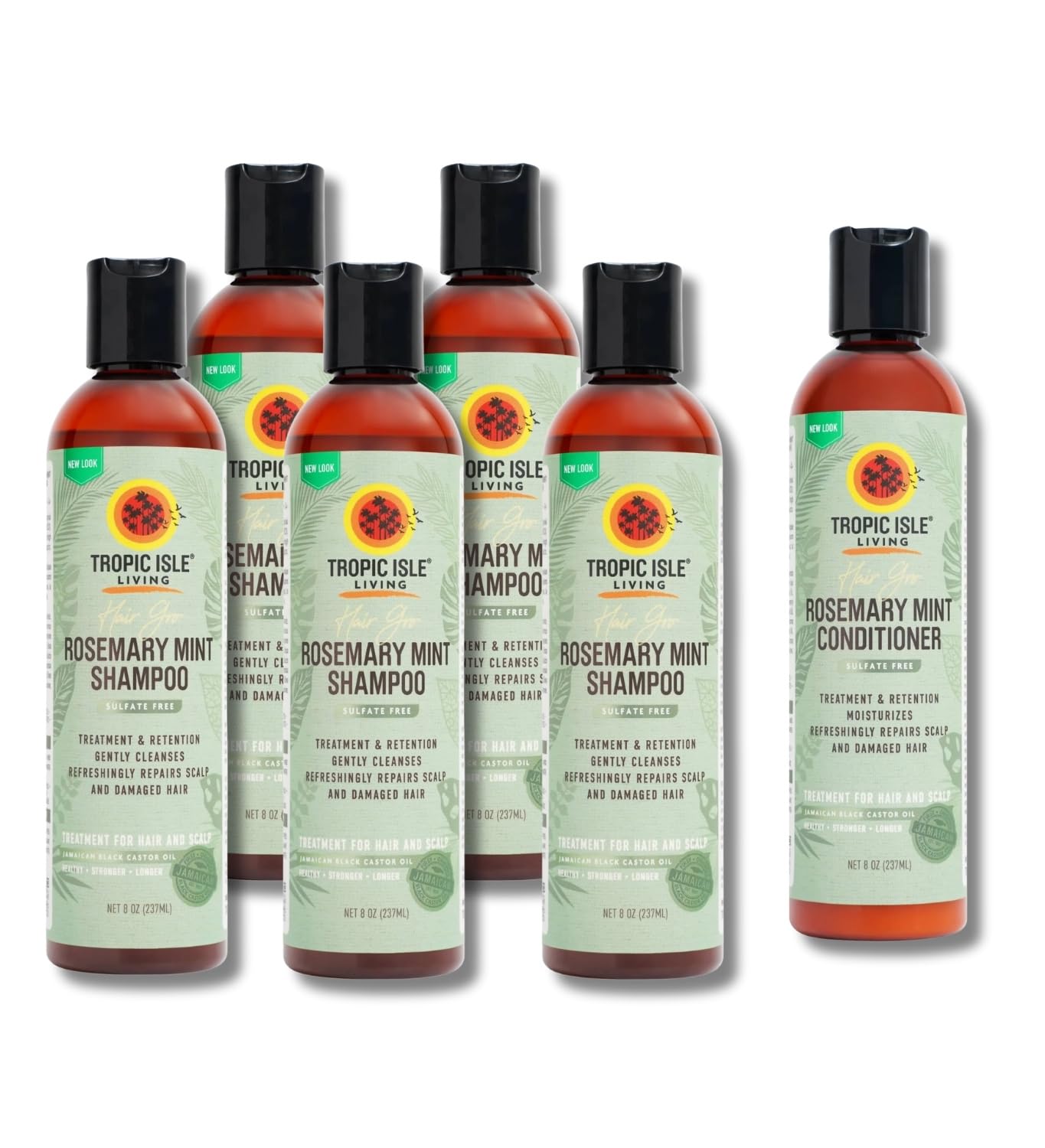 Tropic Isle Living 5x Hair Gro Rosemary Mint Shampoo 8oz and Conditioner 8 oz Gently Cleanses, Repairs & Nourishes with Mint, Aloe Vera & Shea Oil Beauty & Personal Care Tropic Isle Living