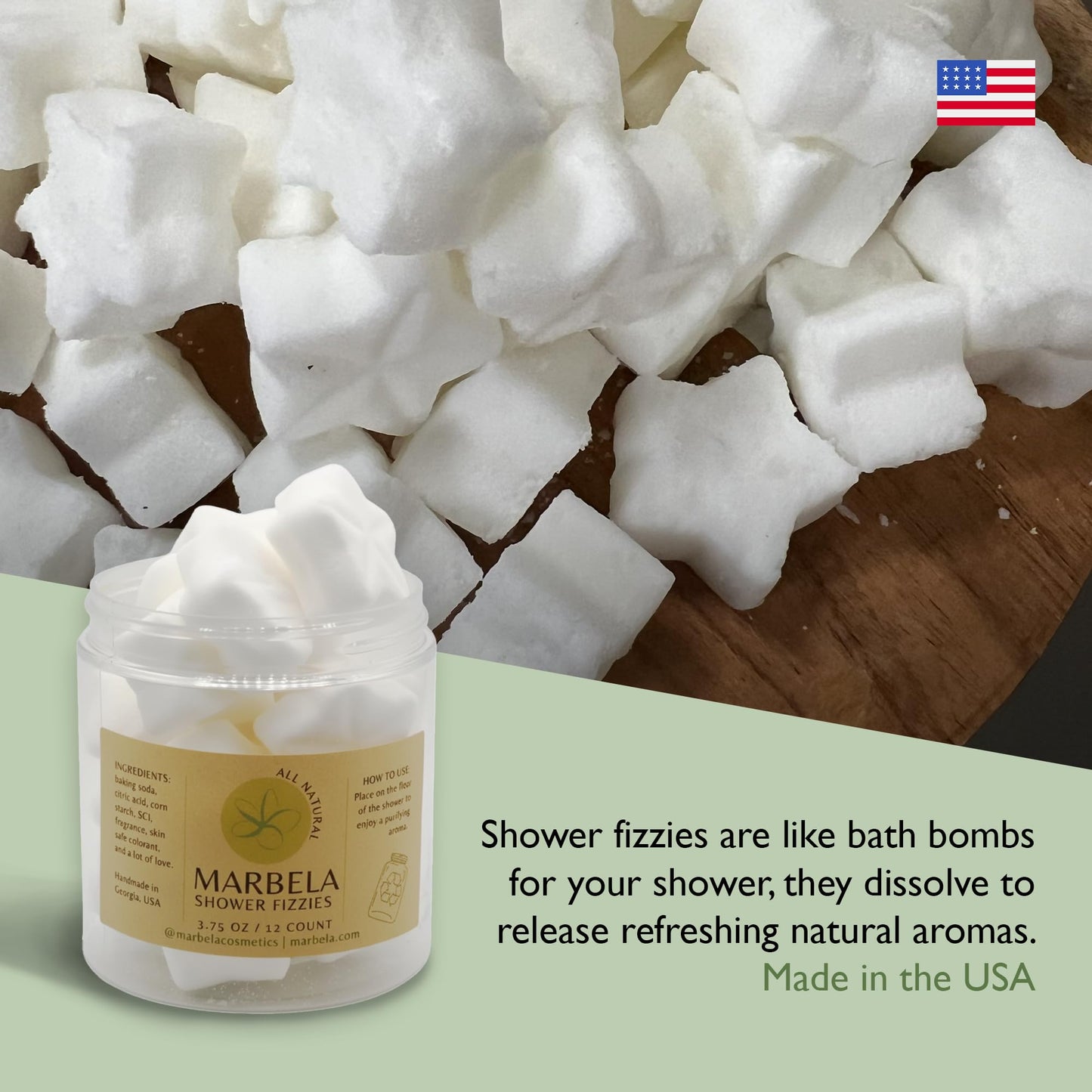 Marbela Eucalyptus and Mint Shower Fizzies Aromatherapy - 12 pcs Eucalyptus Steamers for Men and Women, Handmade Vegan Bath Essentials, Aromatherapy Beauty and Personal Care Marbela