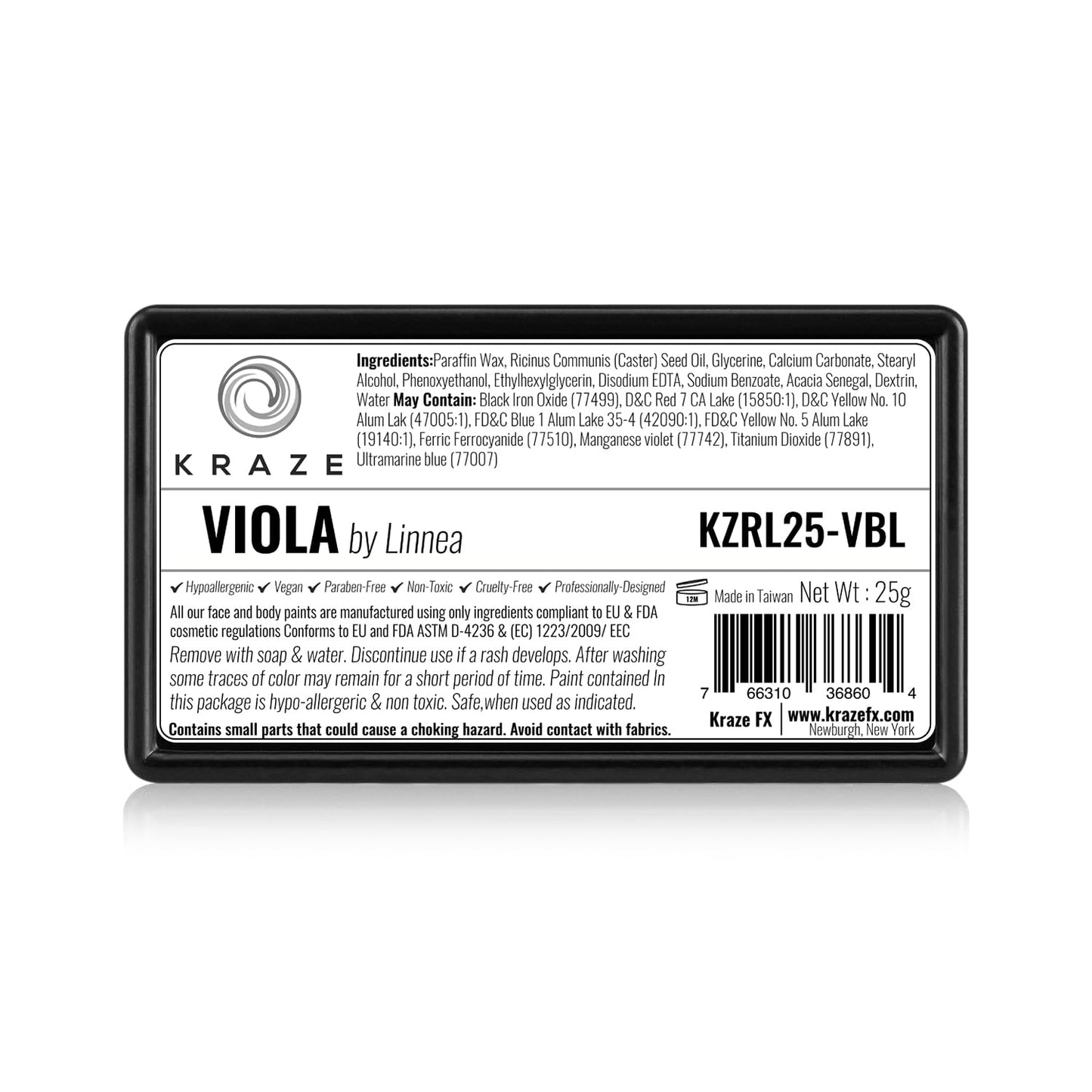 Kraze FX Dome Stroke - Viola by Linnea (25 gm), Professional 1-Stroke Split Cake, Hypoallergenic, Non-Toxic, Water Activated Face & Body Painting Beauty & Personal Care Kraze FX
