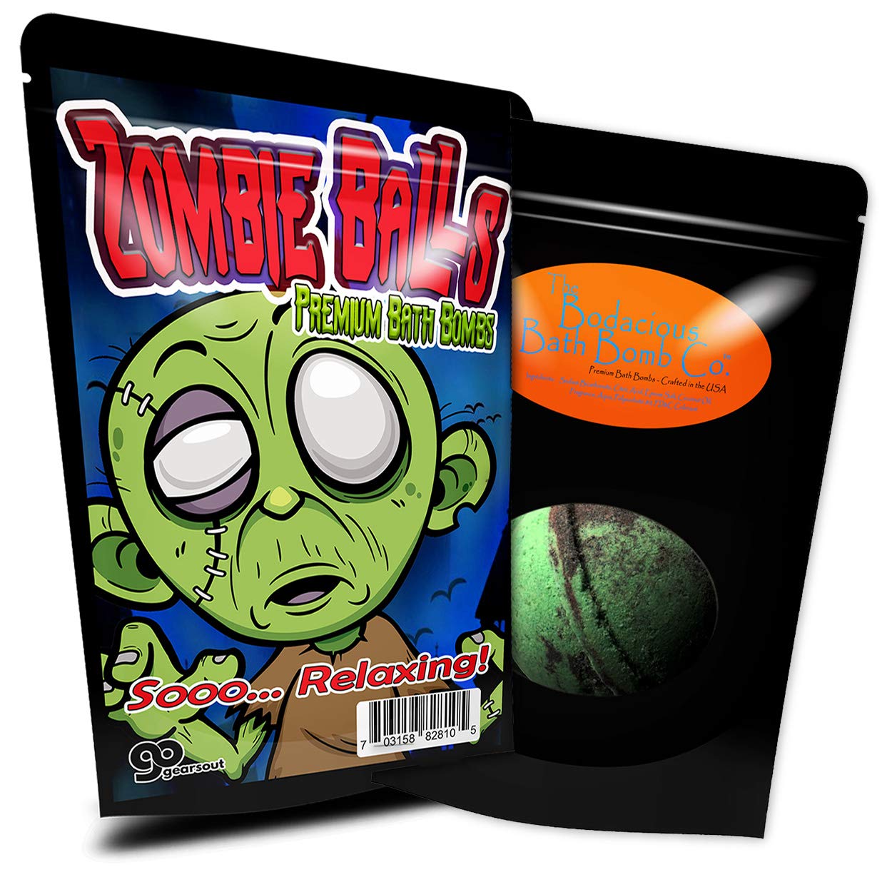 Zombie Balls Bath Bombs - Fun Zombie Design - Cool Bath Bombs for Teens - Cute XL Bath Fizzers, Green and Black, Handcrafted in The USA Beauty & Personal Care Gears Out