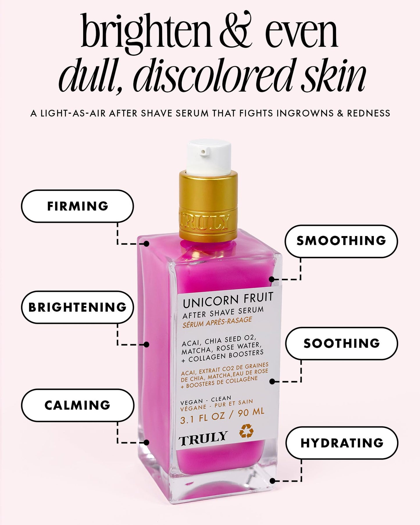 Truly Beauty Unicorn Fruit After Shave Serum | Rejuvenating Ingrown Hair Treatment & Redness Relief | Acai, Matcha & Rose Water | Hydrates, Soothes Beauty & Personal Care Truly