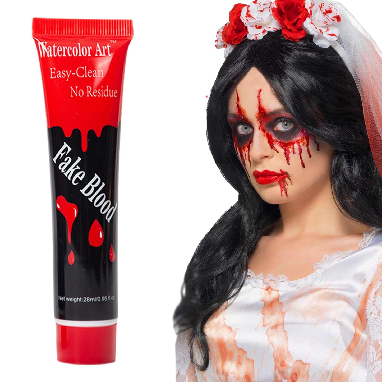 Funny Halloween Artificial Fake Blood, Cosplay Prop, Halloween Simulation Plasma for Home, can be applied to your face, arms, or body to create Beauty & Personal Care DSOPV