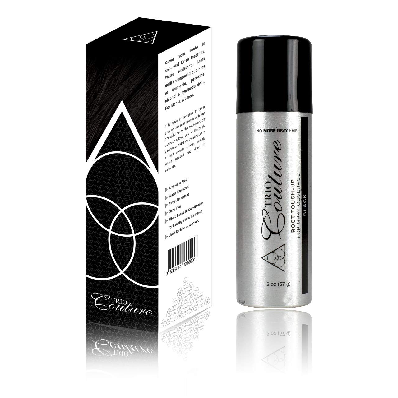 Trio Couture Hair Root Touch Up - Gray Concealer Spray, 2 oz (Black) Beauty & Personal Care TRIO COUTURE