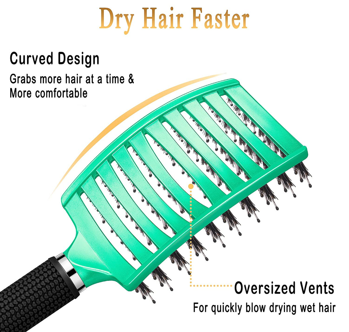 KTKUDY Detangling Brush Getting Knots Out without Pain - Boar Bristles HairBrush Make Hair Shiny & Healthier Vented Detangler Brush for Women Men Kids Beauty & Personal Care KTKUDY