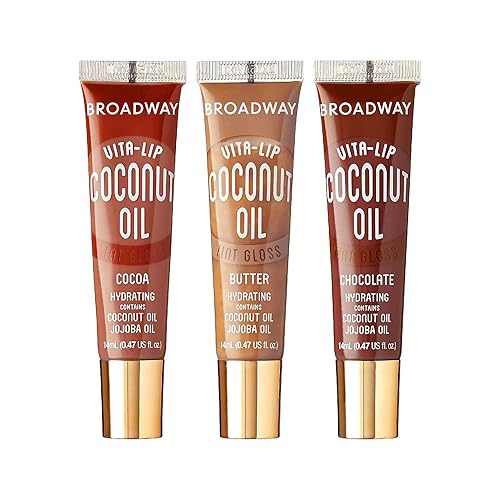 Ruby Kisses Broadway Vita-Lip Tinted Lip Gloss Set (3 Pack Cocoa, Butter, Chocolate) Ultra-Hydrating Coconut + Jojoba Oil & Soothing Formula Beauty & Personal Care Ruby Kisses