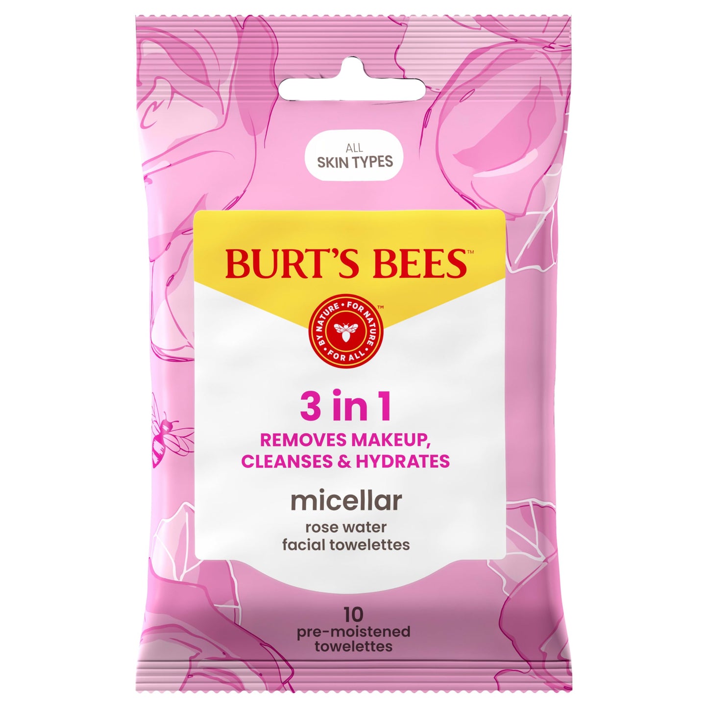 Burt’s Bees Micellar Rose Water Facial Towelettes, 100% Plant Based Cloth; 99% Natural Origin; Remove Makeup, Cleanse, Hydrate; No Greasy, Oily Beauty & Personal Care Burt's Bees