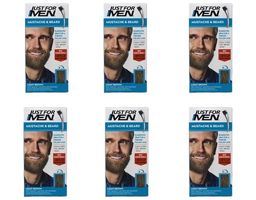 JUST FOR MEN Brush-In Color Gel, Mustache & Beard M-25 Light Brown 1 Each (Pack of 6) Beauty & Personal Care Just for Men