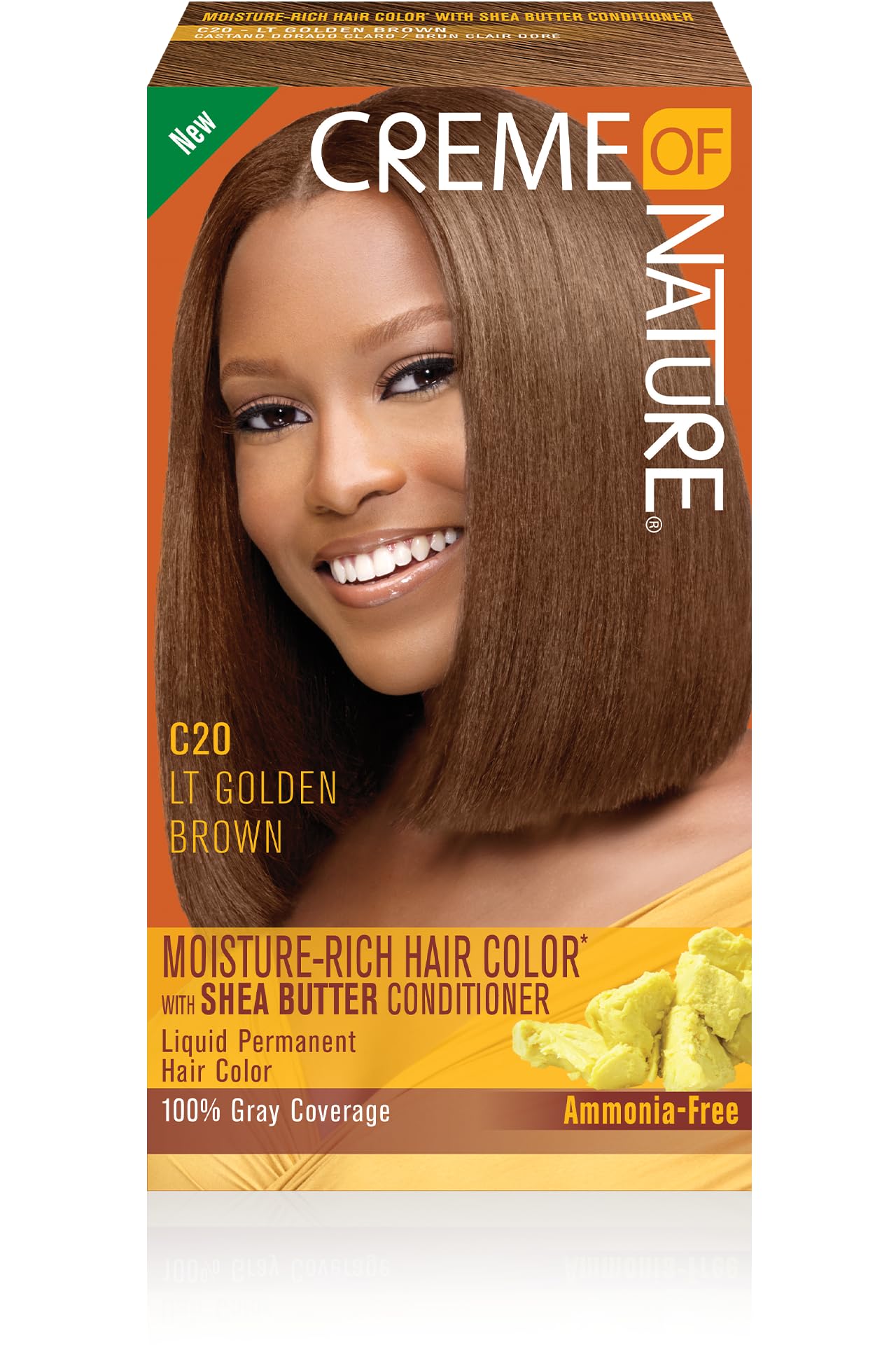 Moisture Rich Liquid Hair Color by Creme of Nature, C20 Light Golden Brown, with Shea Butter Conditioner, 1 Application Beauty & Personal Care Creme of Nature