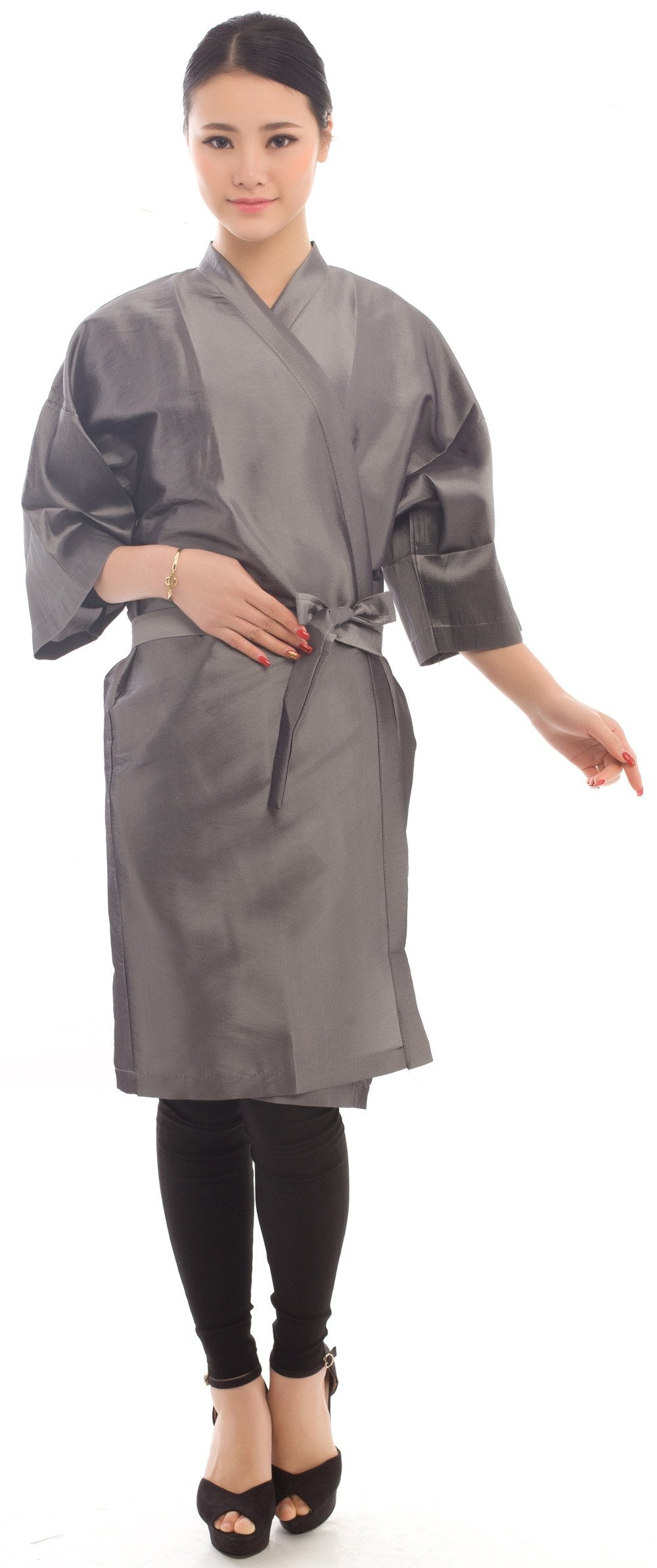PERFEHAIR Salon Client Gown Robes Cape, Hair Salon Smock for Clients- Kimono Style (Grey) Beauty & Personal Care PERFEHAIR