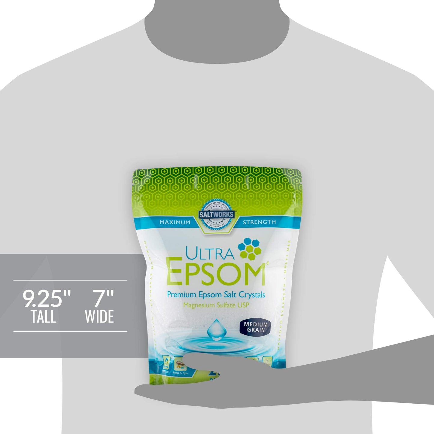 SaltWorks Ultra Epsom Premium Bath Salt, Medium Grain, 2 Pound Bag Beauty and Personal Care SaltWorks