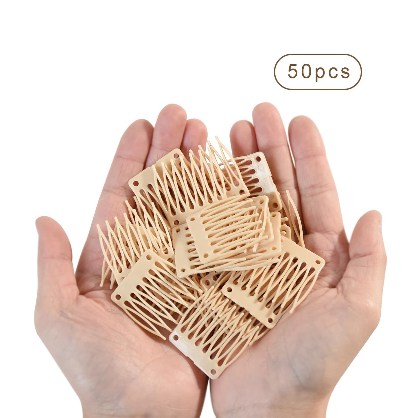 50 Plastic Wig Combs - 7-Teeth Hair Clips for Wig Making and Accessorizing (Blonde) Beauty & Personal Care YANTAISIYU