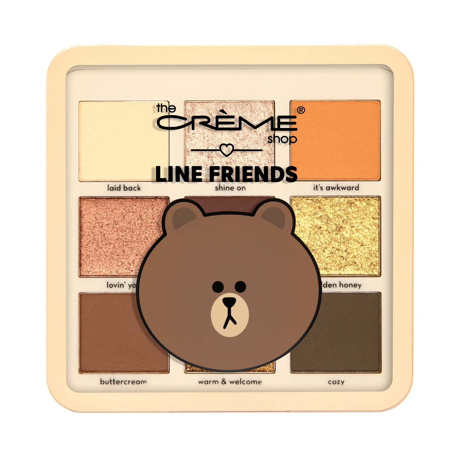 The Crème Shop | LINE FRIENDS - BROWN’S WARM & TOASTY Eyeshadow Palette | 9 Golden Multi-Finish Shades Beauty & Personal Care The Crème Shop