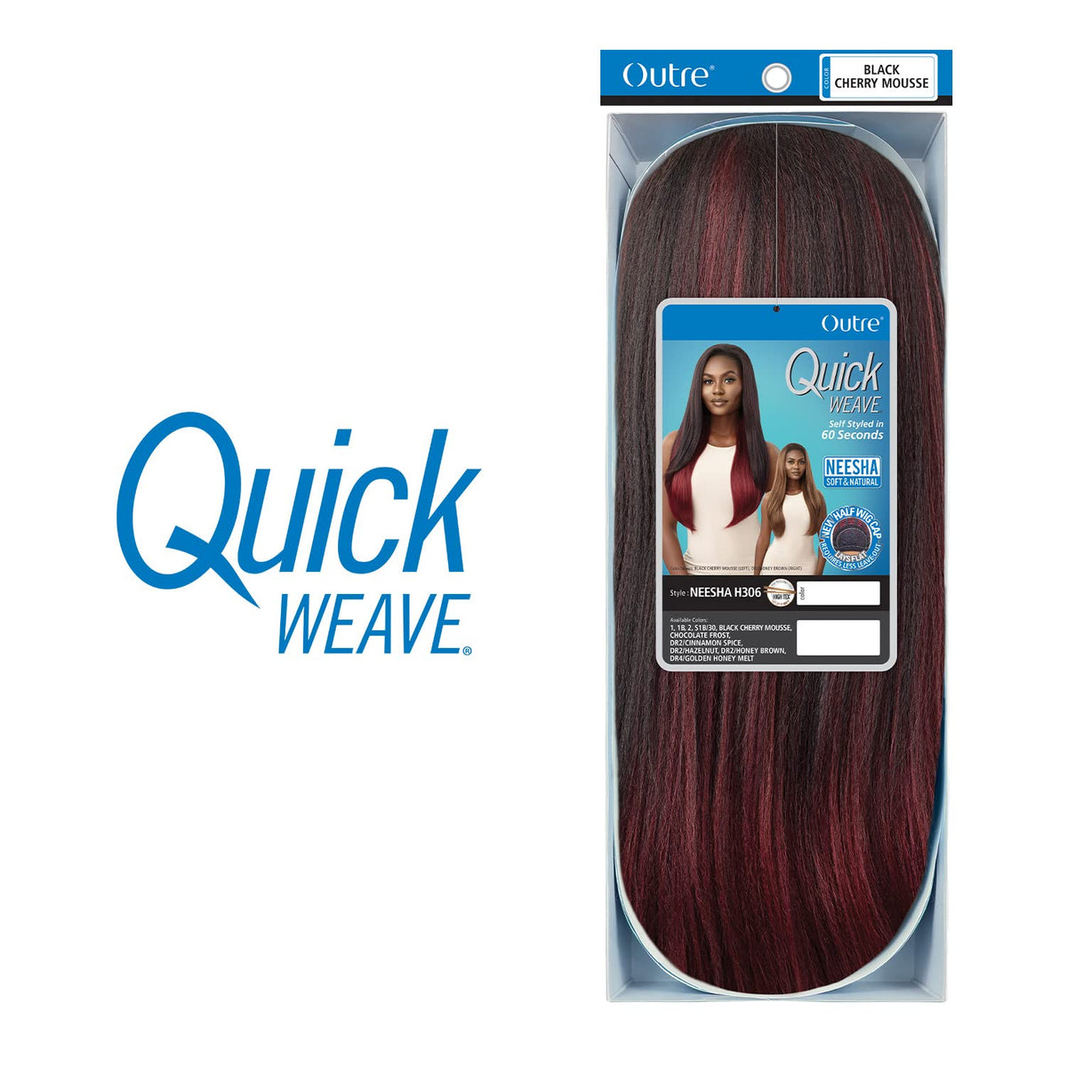 Outre Half Wig Quick Weave Neesha Soft Natural New Half Wig Cap NEESHA H306 (DR2/HNBRN)