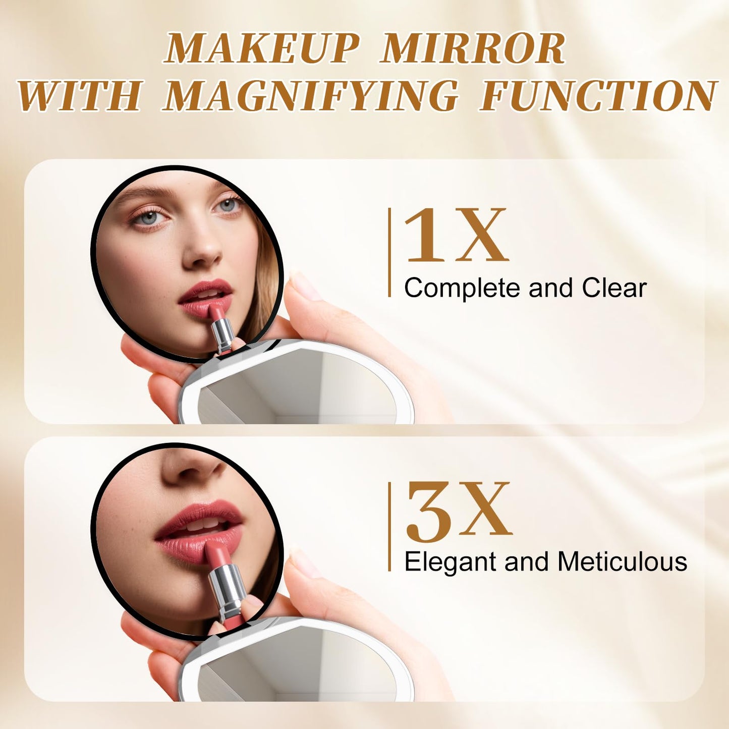 Kakuje Compact Mirror with Light, 1X/3X Magnification LED Pocket Mirror with USB Data Cable,Mini Mirror for Purse, Pocket,Travel and Present (Black) Beauty and Personal Care Kakuje
