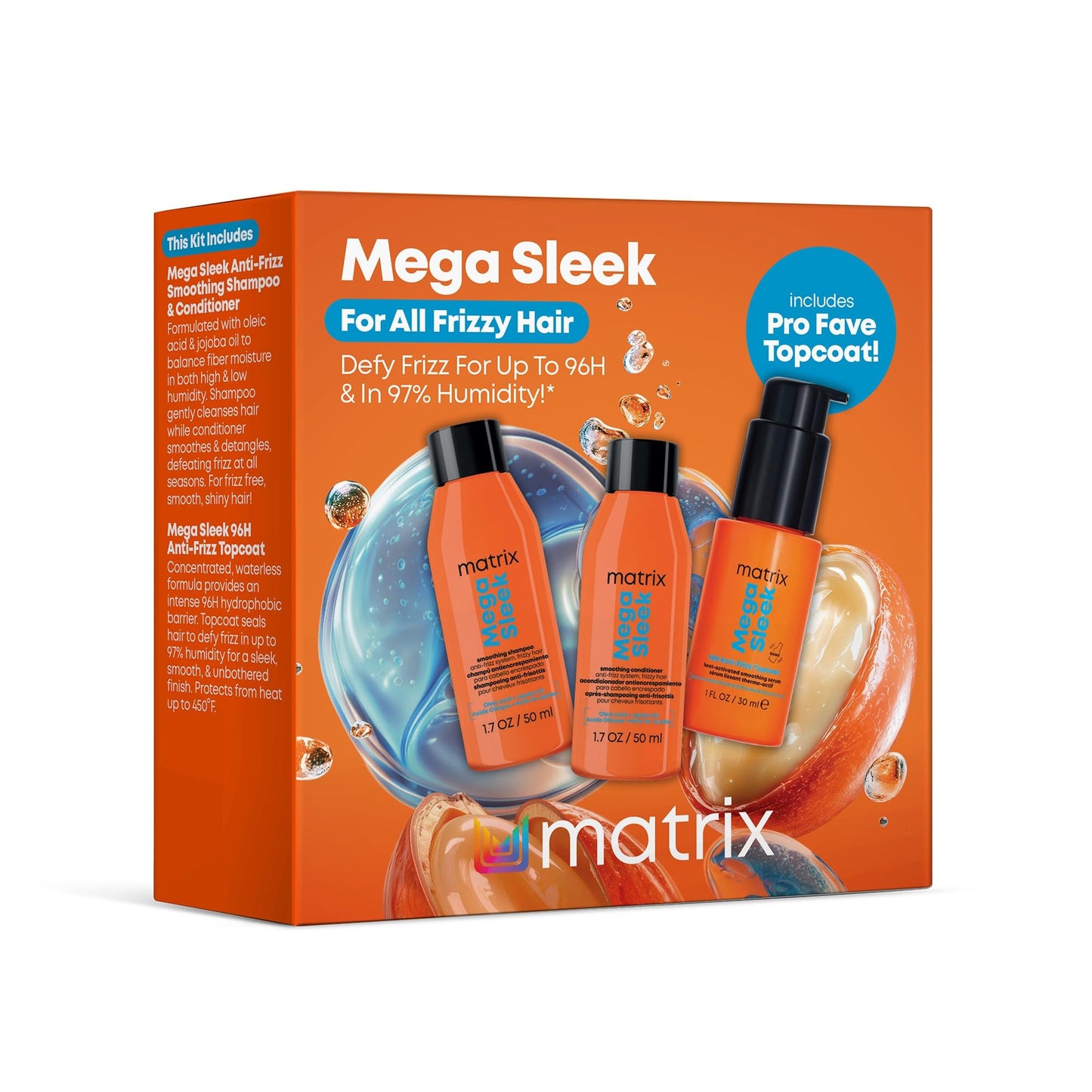 Matrix Mega Sleek Mini Kit - 96H Frizz Control, 12x Smoother Hair, and Professional Hydration Beauty & Personal Care MATRIX
