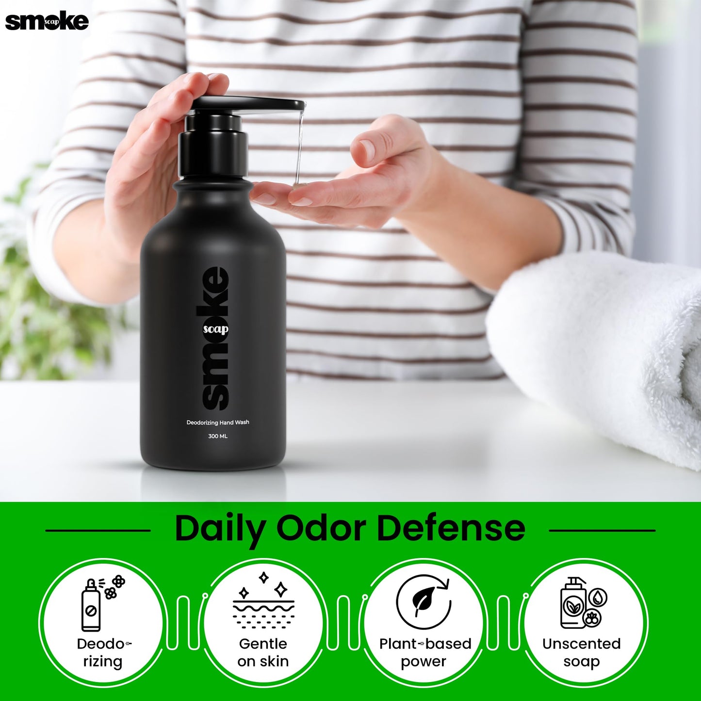 SMOKE SOAP Liquid Hand Soap Odor Neutralizing, Fragrance Free, Natural Soy-based Formula, Free of Sulfates, Parabens Free (300ml) Beauty & Personal Care SMOKE SOAP