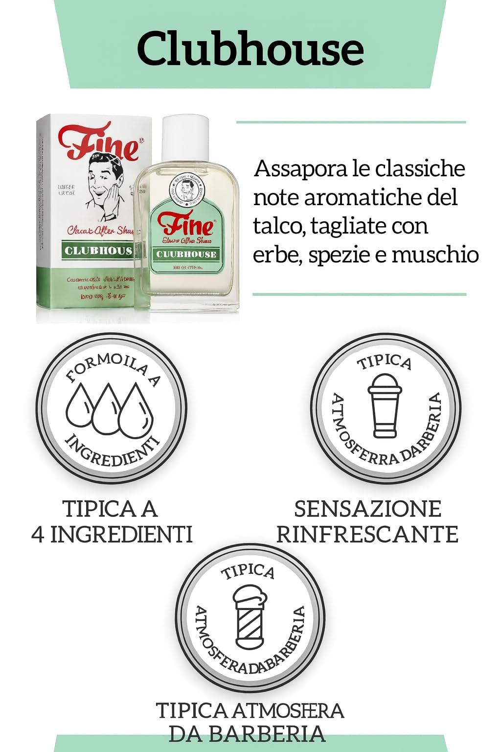 Fine Men's Aftershave - Clubhouse Classic Fragrance, Soothing & Toning Post Shave Balm, Calms Razor Burn, Classic Barbershop Feel, Alcohol-Based Beauty and Personal Care Fine
