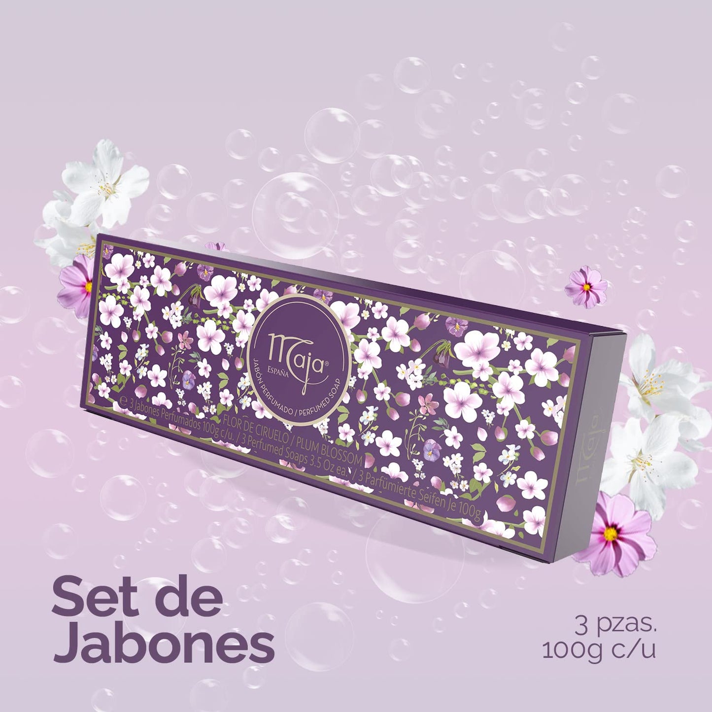 Maja Soap Set Plum Blossom - Perfumed Luxury Soap in High-Quality Packaging - Female, Sweet Fragrance - Gift Idea - Pack of 1 (3 x 100 g) Beauty & Personal Care Myrurgia