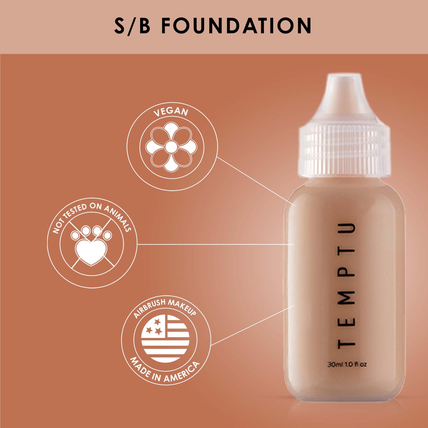 TEMPTU S/B Silicone-Based Airbrush Foundation: Professional Long-Wear Liquid Makeup, Sheer To Full Coverage For A Hydrated, Healthy-Looking Glow Beauty & Personal Care TEMPTU