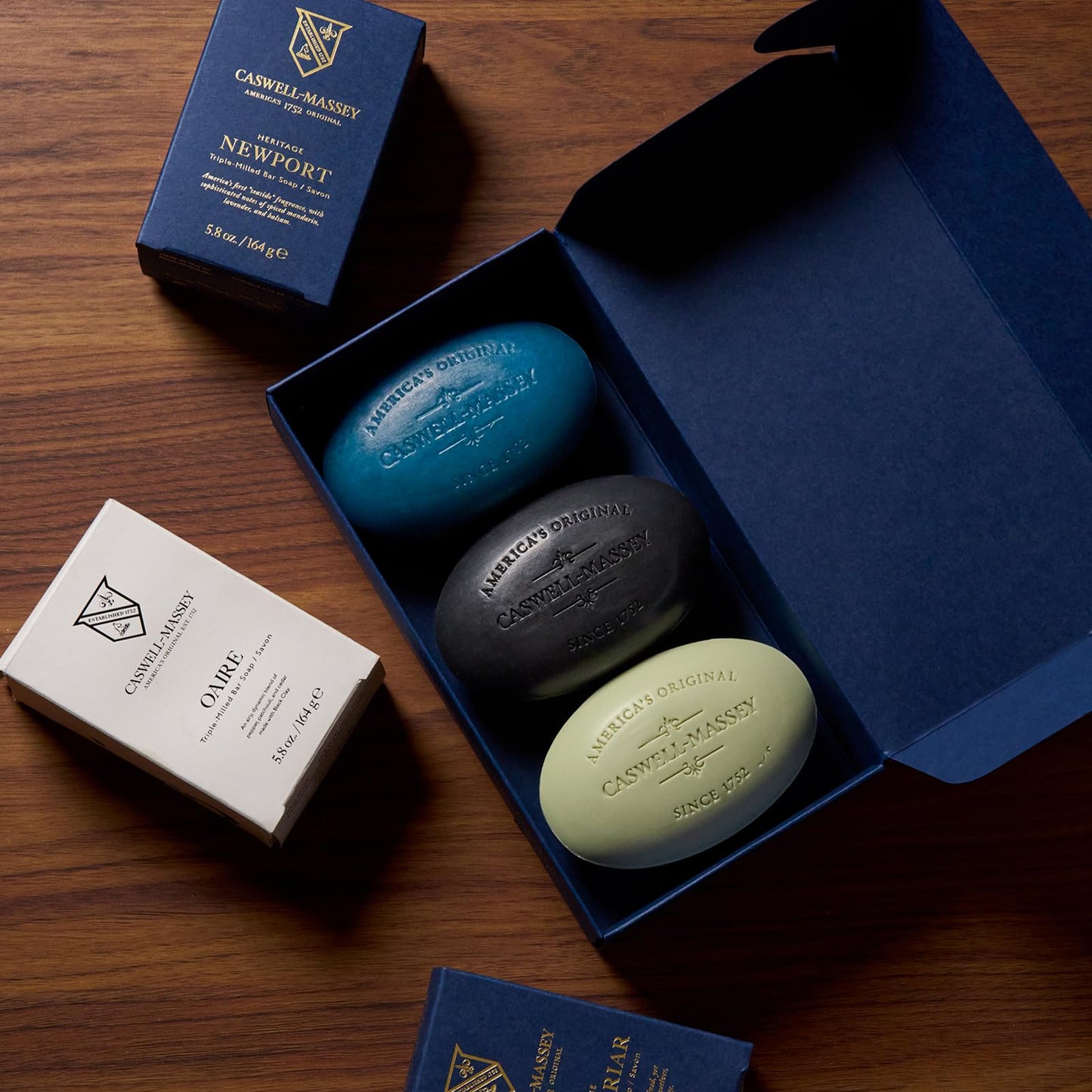 Caswell-Massey Men’s Bar Soap Gift Set - Newport, Oaire & Greenbriar - Moisturizing Triple-Milled Body Wash Bars for All Skin Types, Plant-Based Beauty & Personal Care Caswell-Massey