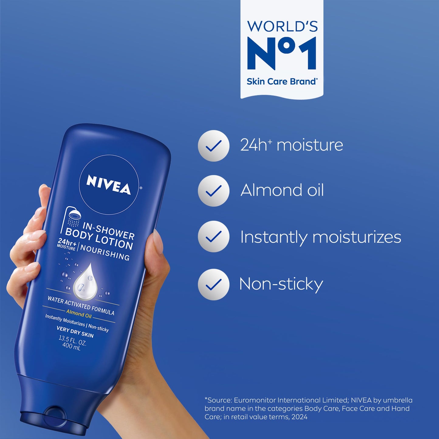 NIVEA Nourishing In Shower Lotion, Water Activated In Shower Moisturizer for Dry to Very Dry Skin, 13.5 FL OZ Bottle Beauty & Personal Care NIVEA