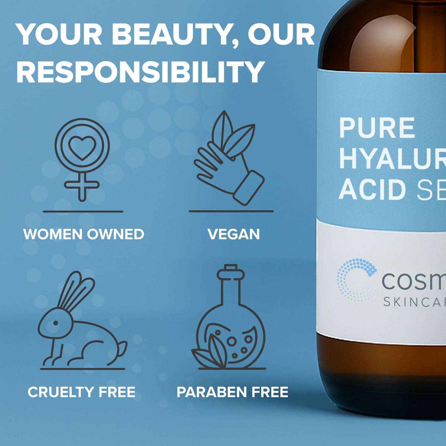 Cosmedica Hyaluronic Acid Serum for Skin - 4 Fl. Oz Hydrating Facial Moisturizer with Anti-Aging Skin Care Properties. Beauty and Skin Care Beauty & Personal Care Cosmedica Skincare
