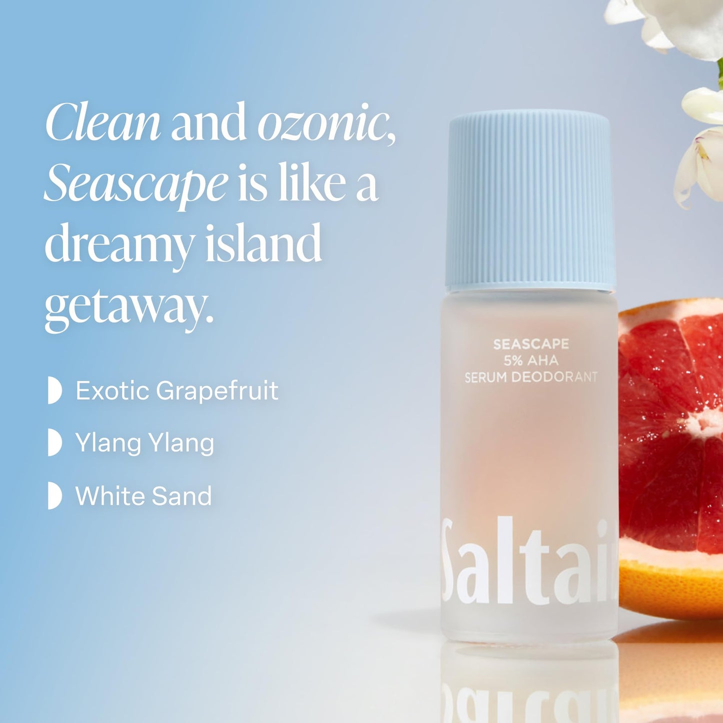 Saltair Serum Deodorant 2 Pack - 5% AHA - Aluminum-Free Odor Control for Women & Men - Mandelic Acid Deodorant with Lactic Acid - Seascape Scent - 2x Beauty and Personal Care Saltair