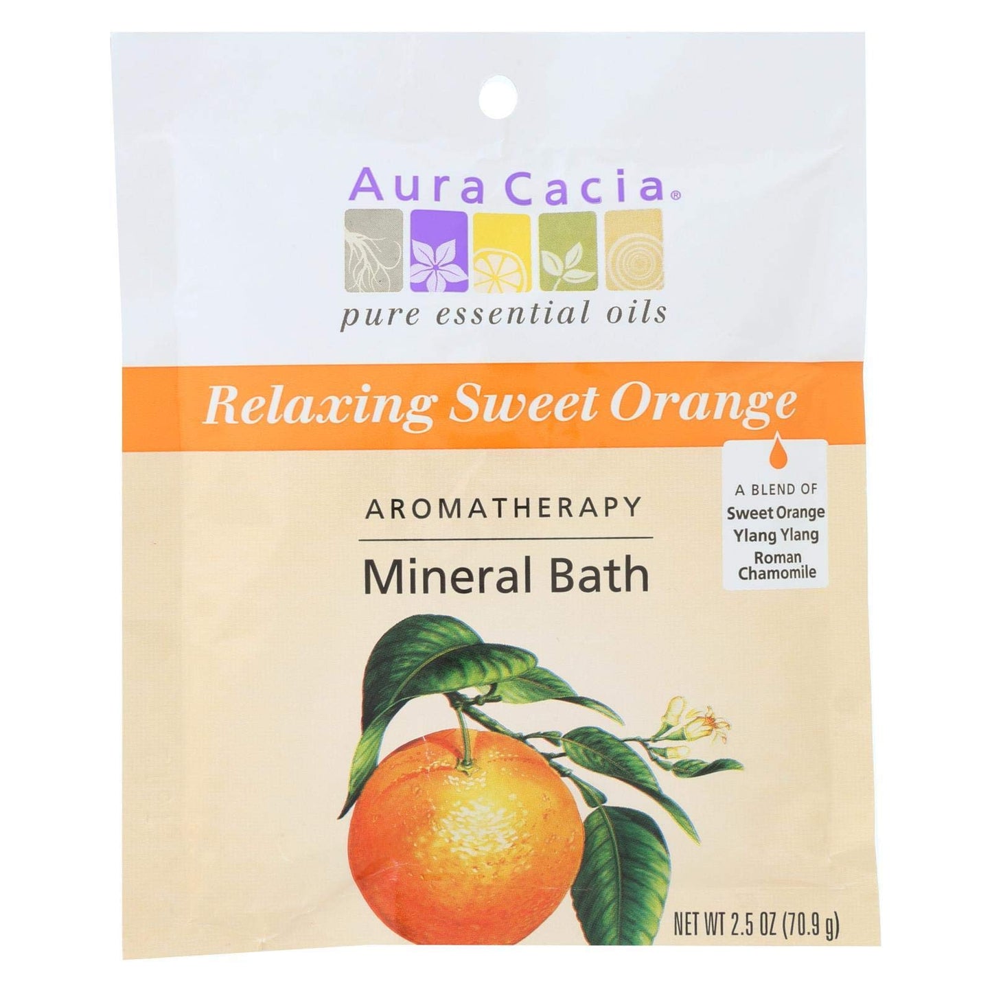 Aura Cacia Relaxing Sweet Orange Aromatherapy Mineral Bath Salt, 2.5 Ounce Packet - 6 per case.6 Beauty and Personal Care Aura Cacia