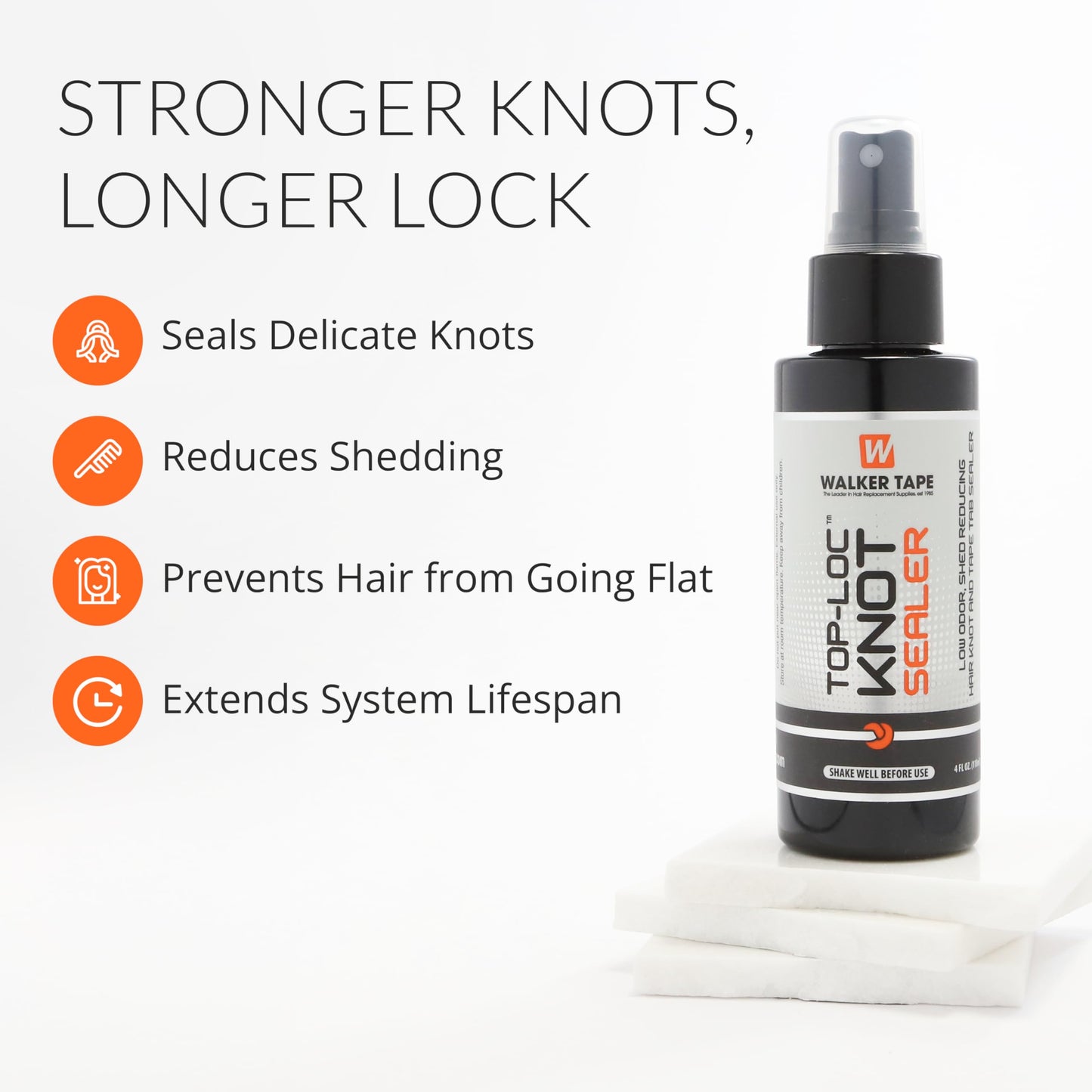 Walker Tape Top-Loc Knot Sealer Spray 4 fl oz, Mesh System Protector for Delicate Knots, Reduces Shedding and Extends Hairpiece Life, Professional Beauty & Personal Care Walker Tape