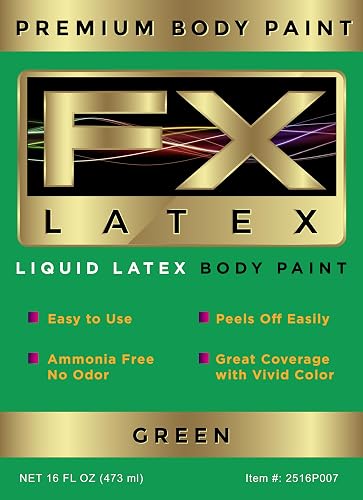 Liquid Latex - Face and Body Paint, Ammonia Free, Easy On and Off, Cosplay Makeup, Create Professional Monster, Zombie Arts 16 Oz (Green) Beauty & Personal Care Liquid Latex Fashions