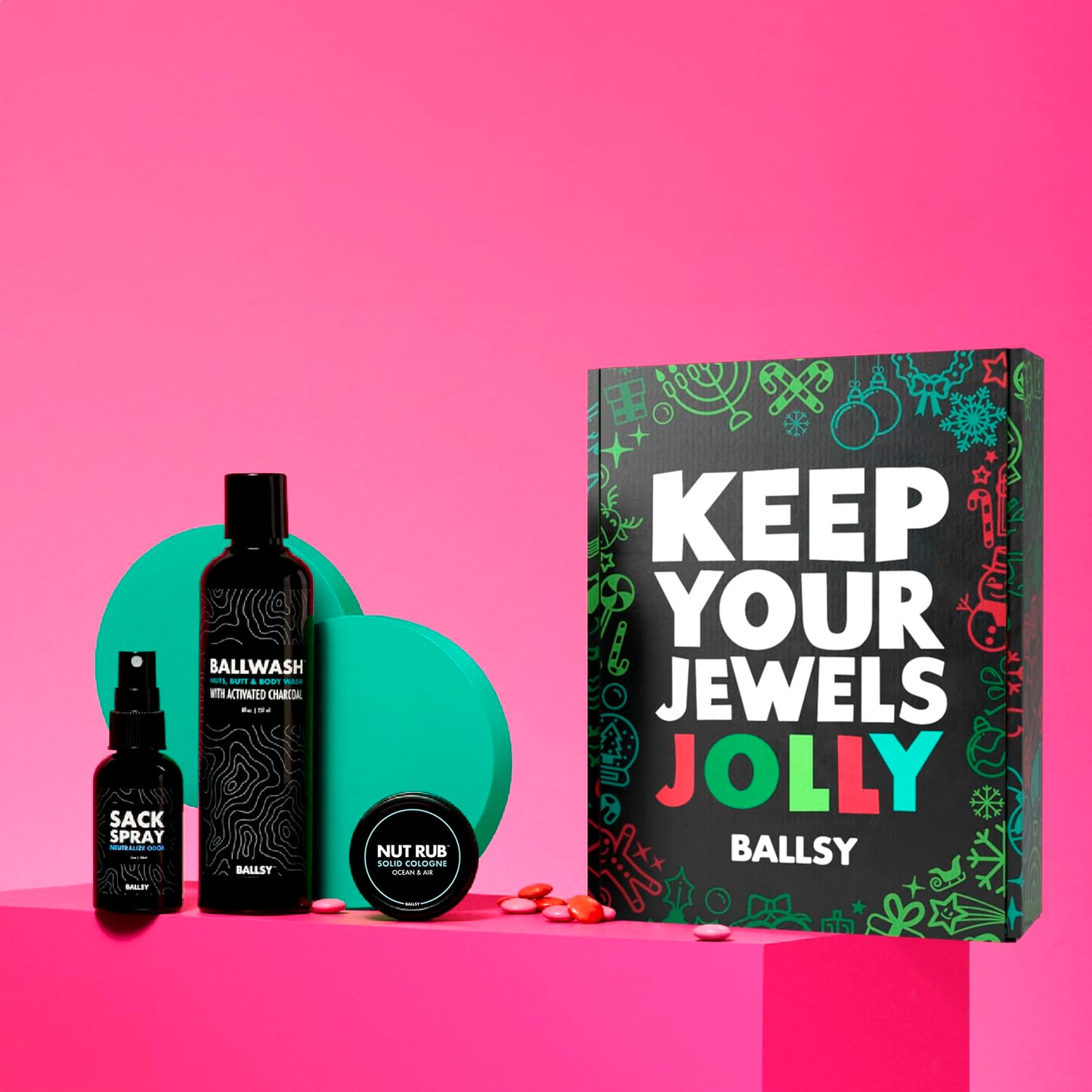 Ballsy Gift Set For Men, Jolly Jewels Pack, Includes Body Wash, Deodorizing Spray, and Cologne Rub, Men Hygiene Products, Mens Body Care, Ball Wash Beauty & Personal Care Ballsy