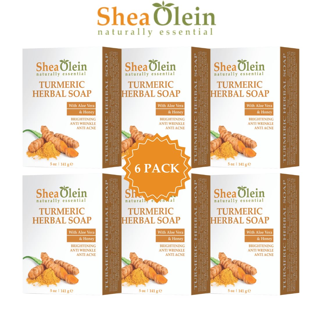 SheaOlein naturally essential TUMERIC HERBAL SOAP with Aloe Vera And Honey 5 Oz Bar 6 Count Beauty & Personal Care SheaOlein Naturally Essential