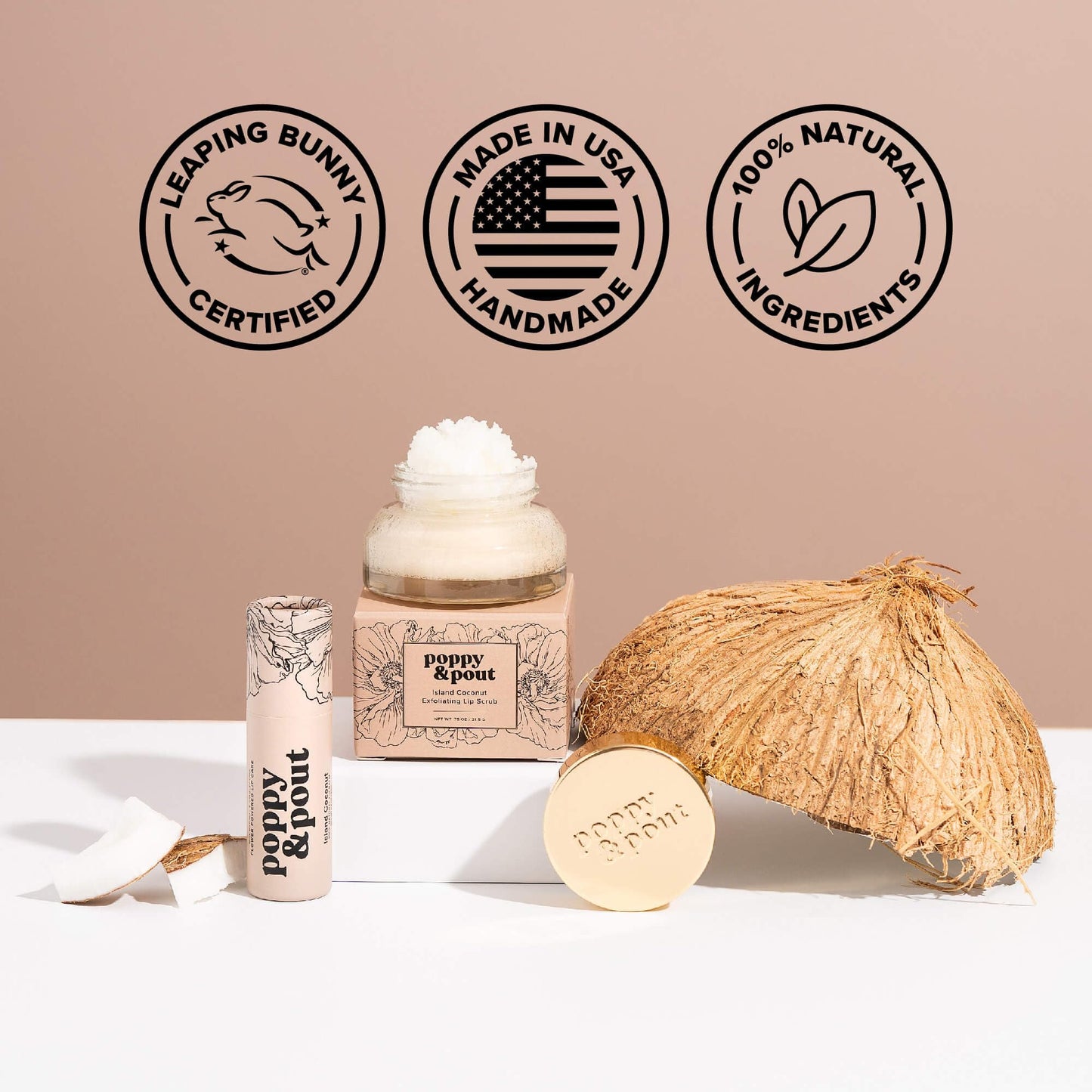 Poppy & Pout Island Coconut Jumbo Lip Balm | All Natural Lip Balms & Moisturizers | Hydrates with Beeswax, Vitamin E, Organic Coconut Oil | Beauty & Personal Care Poppy & Pout