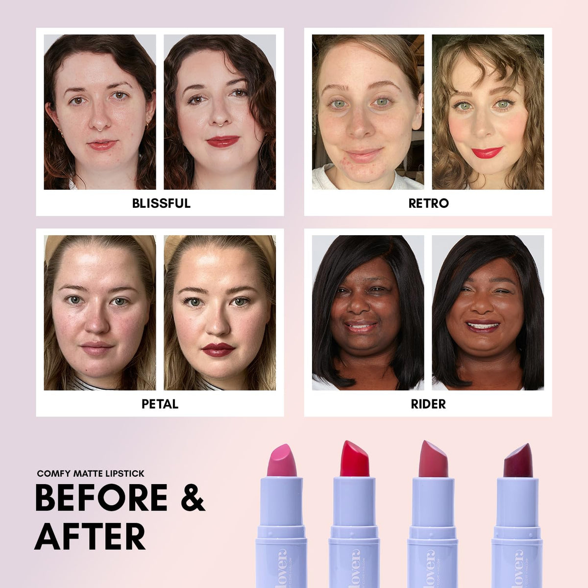 Clover Comfy Matte Lipstick | Non Drying Lipstick, Moisturizing And Lightweight, High Pigmented tick | Cruelty-Free & Vegan Lip Makeup | Shade - Bunny Beauty & Personal Care Clover