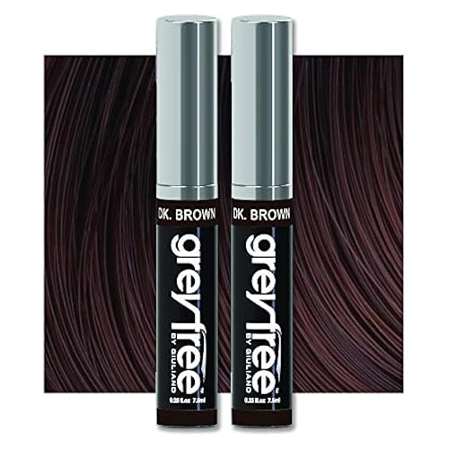 Greyfree Hair Mascara Root Touch-Up for Gray Hair | Precision Hairline Concealer for Brows & Beard | 2 Pack (DARK BROWN) Beauty & Personal Care Greyfree