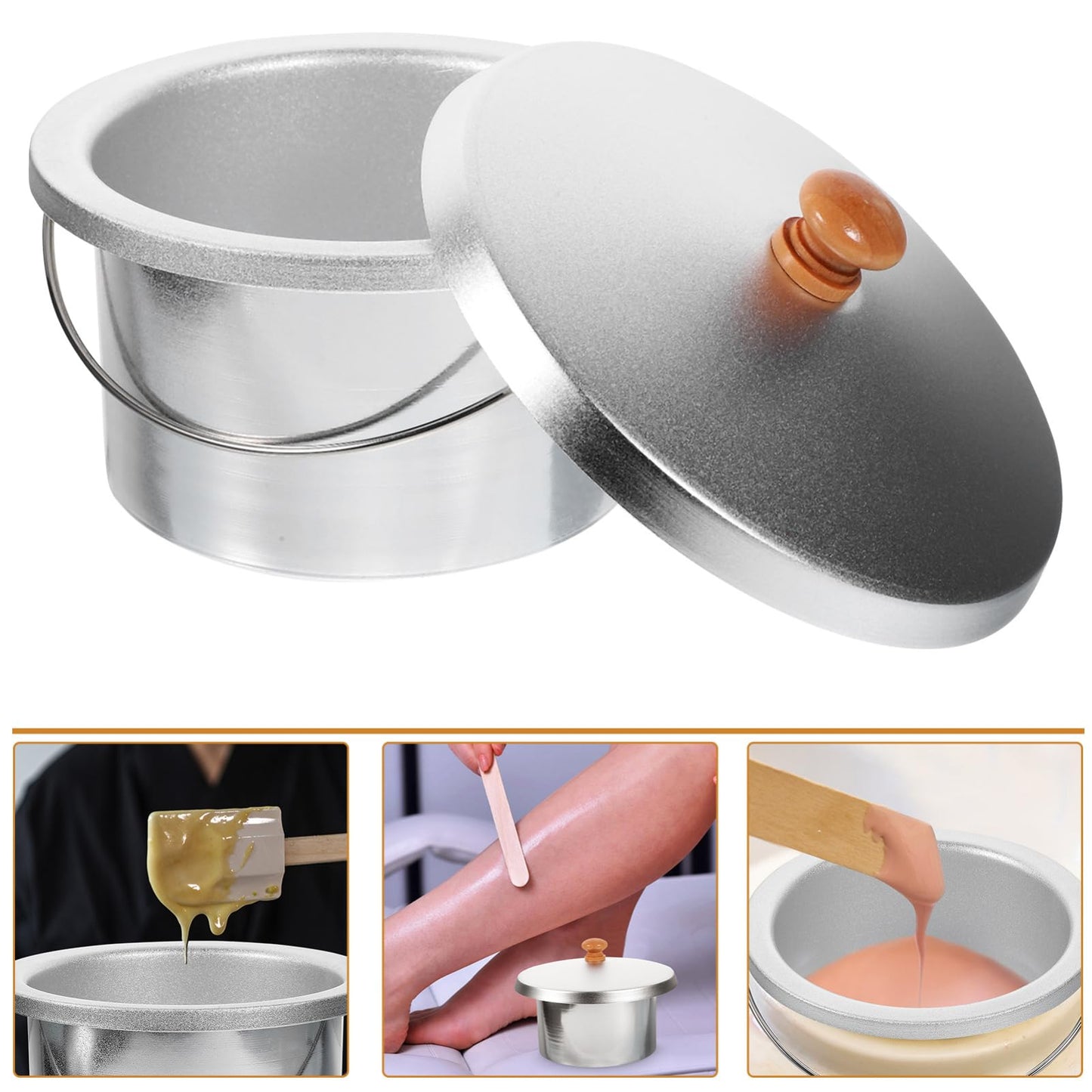 TOPPERFUN 1set Iron Material Wax Melting Inner Pot Lid Set Capacity Easy Peeling Practical for Waxing Heater Pot Beauty and Personal Care TOPPERFUN
